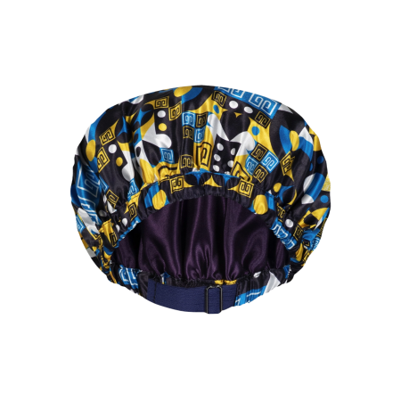 Beauxsoi African Majesty luxury satin-lined waterproof shower cap for high-performance, frizz-free hair protection