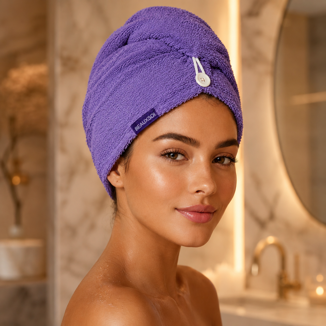 Copper-Infused Microfiber Hair Towel – Serenity Mauve promo