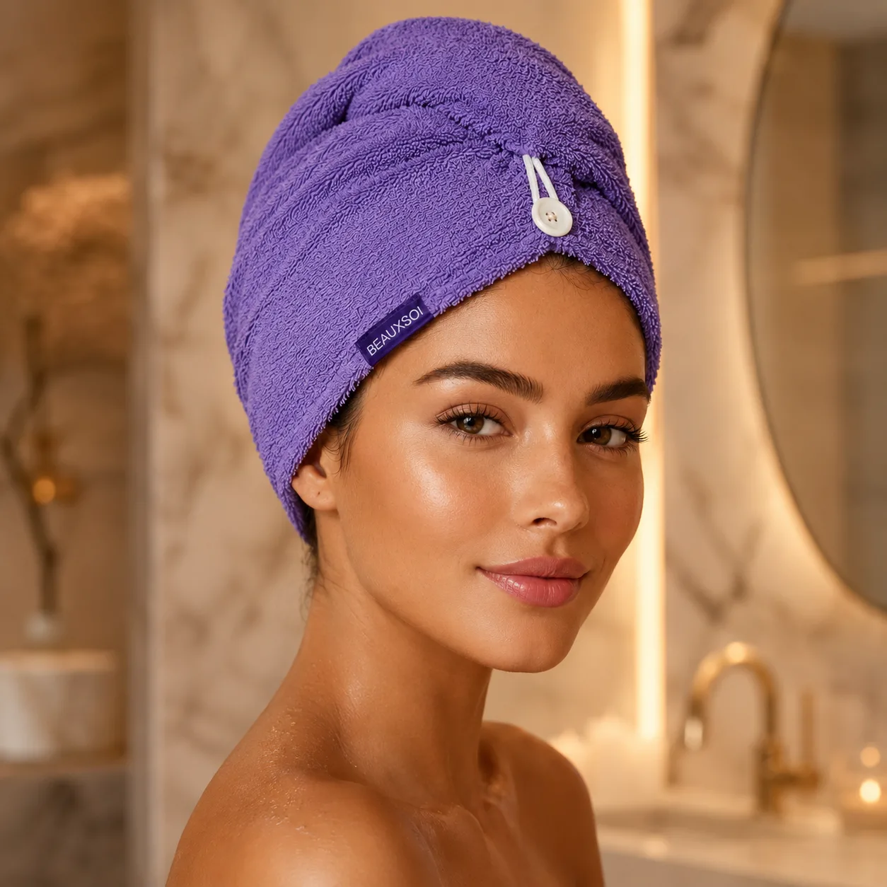 Copper-Infused Microfiber Hair Towel – Serenity Mauve promo