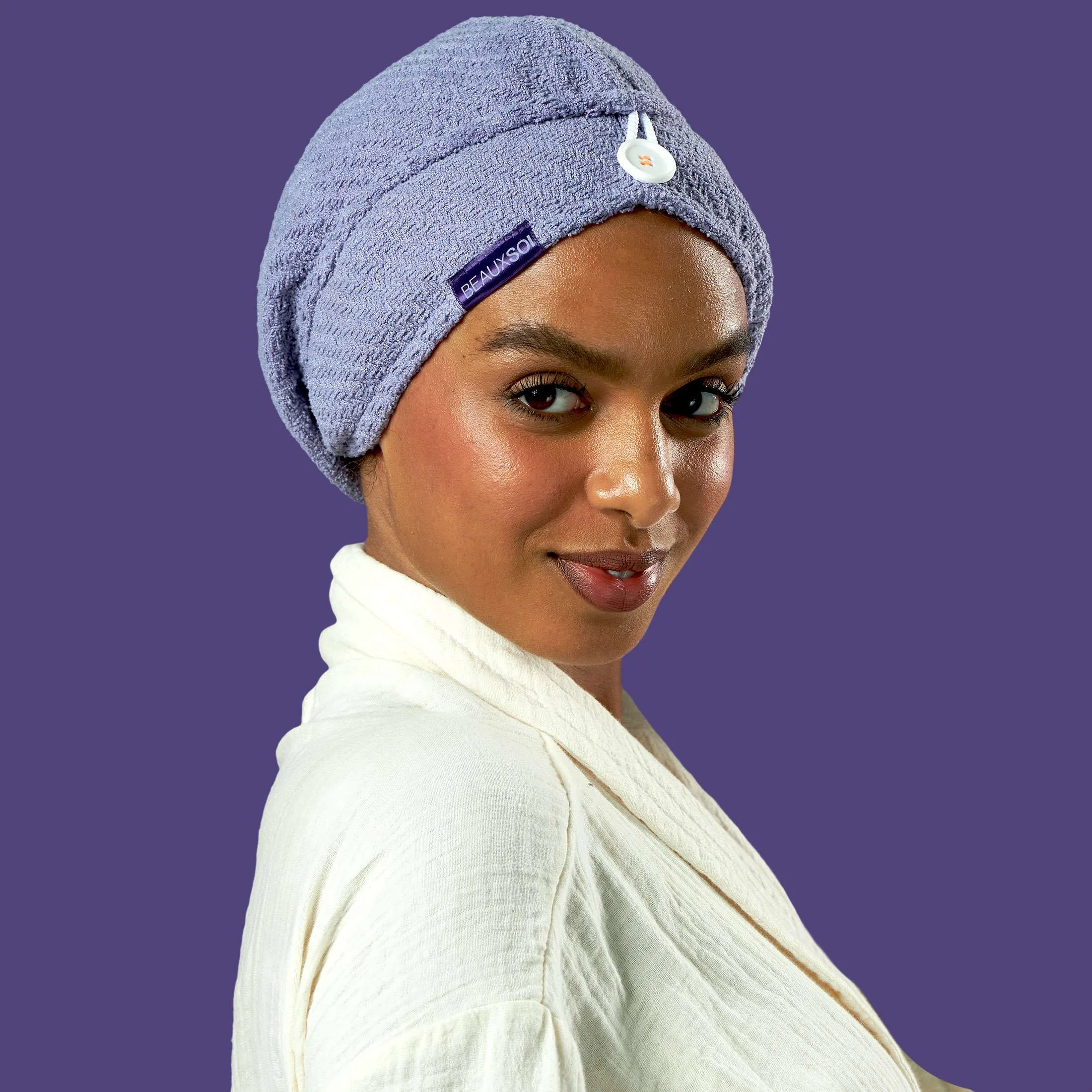 Copper-Infused Microfiber Hair Towel – Serenity Mauve gallery image 6 thumbnail 7