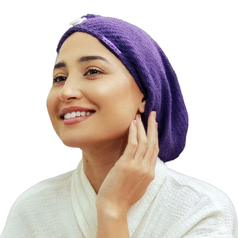 Antibacterial Microfiber Hair Towel Wrap – Empowered Purple gallery image 3 thumbnail 4