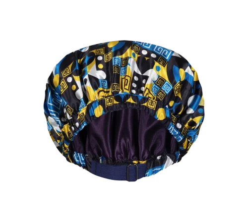 Beauxsoi African Majesty luxury satin-lined waterproof shower cap for high-performance, frizz-free hair protection